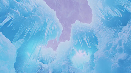 Poster - Majestic ice cave with shimmering blue ice formations in winter wonderland