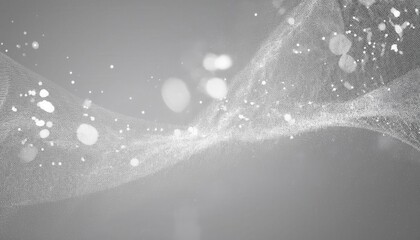 Aufkleber - abstract digital wave of white particles on a gray background, glowing dust with a dynamic flow, futuristic data visualization

