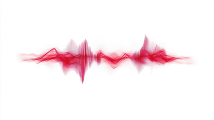 Poster - red audio waveform on white background represents sound waves and digital audio signals