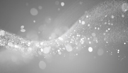 Aufkleber - abstract digital wave of white particles on a gray background, glowing dust with a dynamic flow, futuristic data visualization

