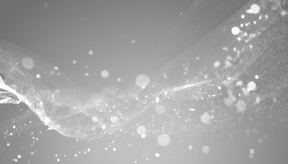 Aufkleber - abstract digital wave of white particles on a gray background, glowing dust with a dynamic flow, futuristic data visualization


