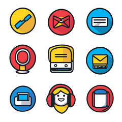 Poster - Icons showcasing communication tools, support assistance, vector illustration