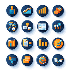 Poster - Business Icon Set: Data Analysis, Strategy, Graph, and Innovation