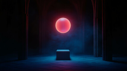 Poster - Glowing orb hovering in mysterious ambient space design for posters and backgrounds