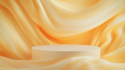 Aufkleber - Elegant abstract background with podium and flowing fabric for design and display concepts