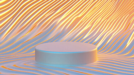Poster - Abstract background with podium against wavy pattern for product display