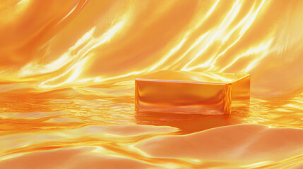 Aufkleber - Abstract background with emerging podium in vibrant golden setting for modern design