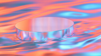 Poster - Abstract liquid background with reflective podium for modern design
