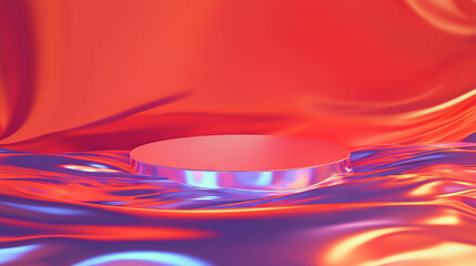 Aufkleber - Abstract background with a podium emerging from vibrant waves for modern design