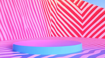 Poster - Vibrant abstract background with geometric podium for creative display design