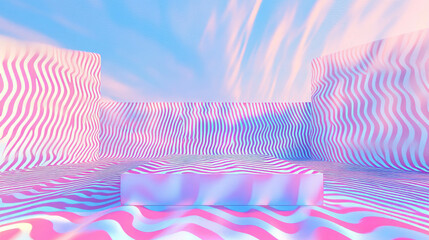 Poster - Vibrant abstract background with podium and bold wavy patterns for modern design