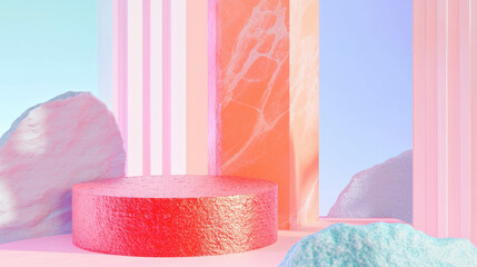 Aufkleber - Abstract background with textured podium and pastel colors for creative design
