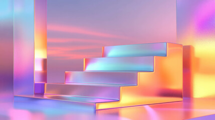 Aufkleber - Vibrant gradient staircase scene in abstract modern design for visual art projects