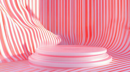 Poster - Futuristic abstract background with podium and wavy patterns for design themes
