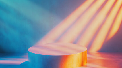 Poster - Colorful abstract background with illuminated podium for modern design concepts