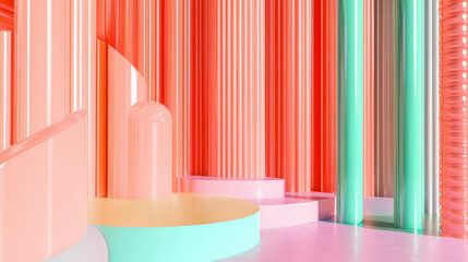 Poster - Vibrant abstract background with colorful podium for creative design
