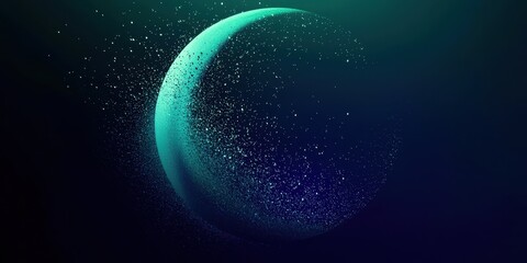 Wall Mural - Blue and green image of a space with a large, round shape