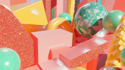 Poster - Vibrant abstract background with geometric shapes and colorful podium