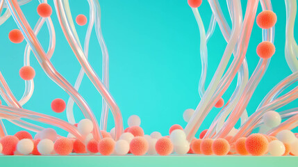 Poster - Vibrant abstract background with futuristic podium and textured spheres