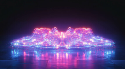 Poster - Futuristic abstract background with illuminated podium for creative designs