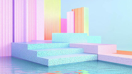 Poster - Vibrant abstract background with colorful podium and geometric shapes