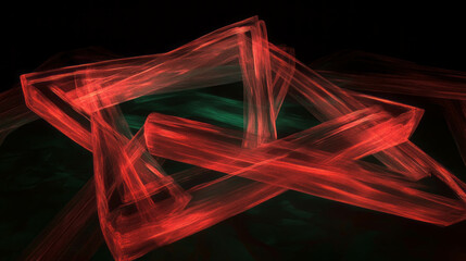 Aufkleber - Abstract geometric composition with illuminated red and green shapes for modern design