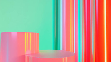 Aufkleber - Vibrant abstract background with colorful podium for modern display design