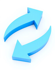 Poster - two curved arrows in light blue illustrating continuous motion and cyclical exchange