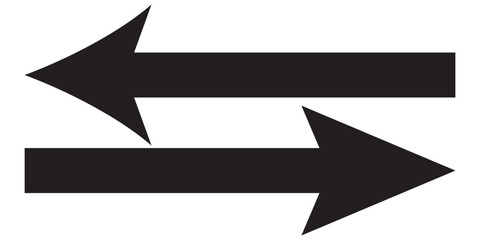 Canvas Print - set of long arrow vector, icon. black horizontal double side arrow. straight long arrow vector icon 