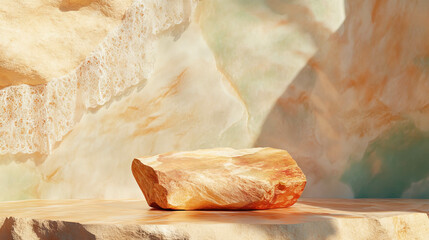 Poster - Abstract stone podium with textured background for modern design concepts