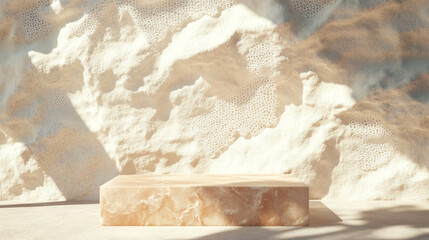 Poster - Abstract textured background with natural stone podium for modern design