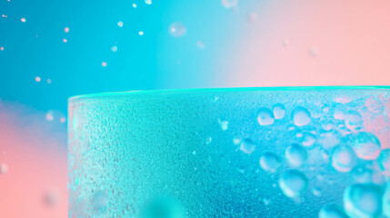 Poster - Vibrant abstract design with textured podium in blue and pink gradient