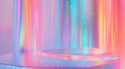 Aufkleber - Iridescent abstract background with textured podium for modern design concepts