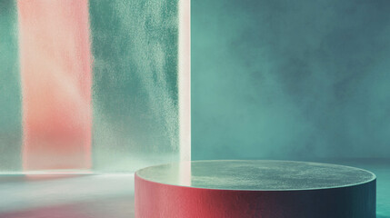 Poster - Modern abstract background with textured podium and soft lighting for creative design