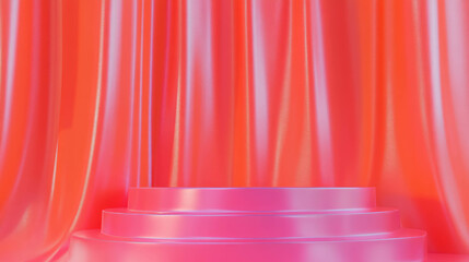 Aufkleber - Abstract stage with pink podium and draped curtain background for creative design