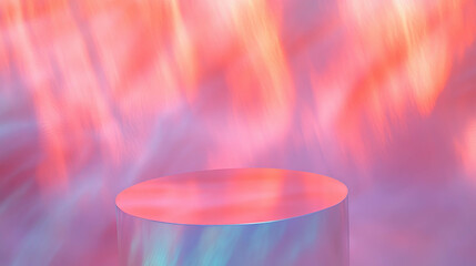 Poster - Abstract vibrant background with cylindrical podium for creative design display