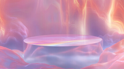 Aufkleber - Futuristic abstract background with transparent podium and ethereal colors