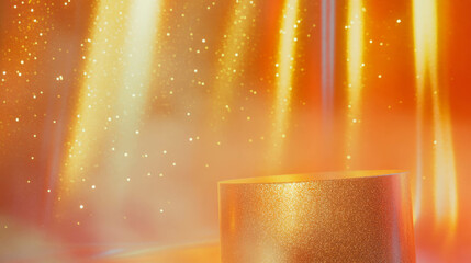 Poster - Glittering abstract background with golden podium for elegant design projects