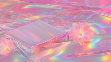 Poster - abstract glass pink podiam at the water 