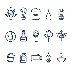 Poster - Botanical and cosmetic icons showcase plants, hydration, and care