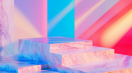 Aufkleber - Vibrant abstract background with multicolored podium and modern geometric design