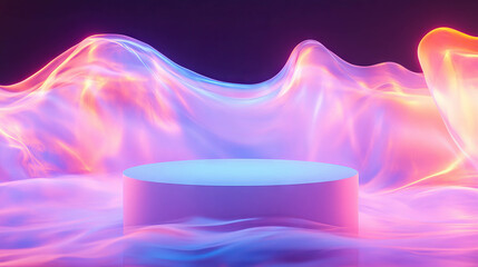 Poster - Vibrant abstract background with illuminated podium for creative display and design