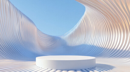 Poster - Abstract background with podium in wave patterned space