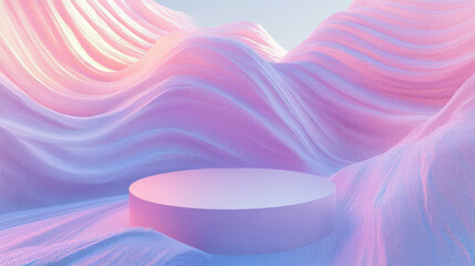 Poster - Abstract pastel landscape with podium for product display and design