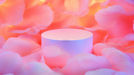 Poster - Abstract floral-themed background with podium for product display and design