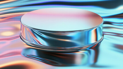 Poster - Futuristic abstract background with metallic podium for display design