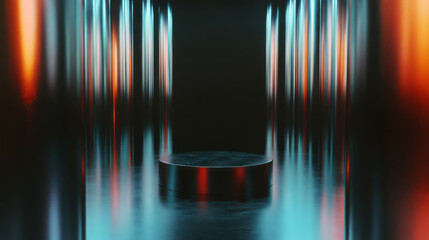 Poster - Futuristic abstract background with lit podium for design inspiration