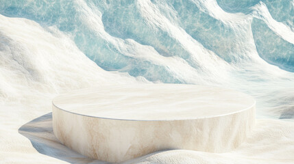 Poster - Minimalist abstract background with a podium on textured surface for modern design