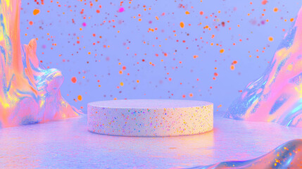 Poster - Vibrant abstract background with circular podium for artistic display