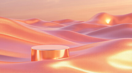 Poster - Elegant abstract background with glowing podium amidst waves for creative designs